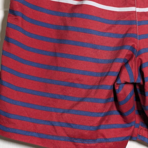 Amazon Essentials Men's Quick-Dry Swim Trunk Red Blue Stripes, Small, 7" Inseam - Picture 9 of 16